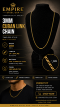 3MM Cuban Link Chain – 24" (60CM)